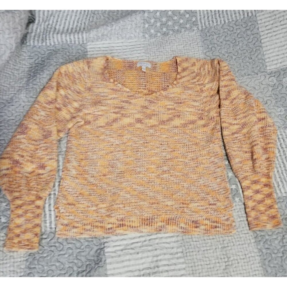 Sofia Vergara Sweater Peach Space Dye Sz Large Balloon Sleeve